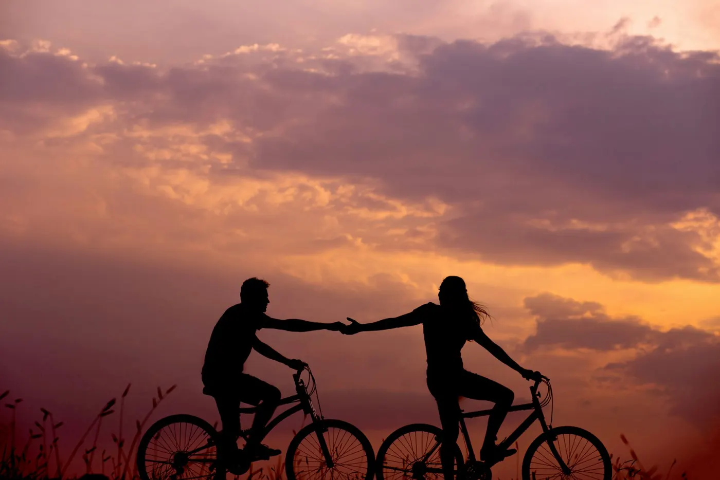 Couple reunited at sunset